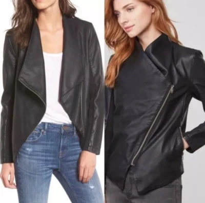 Chaqueta de moto BB Dakota de cuero sintético para mujer XS negra bolsillos Gabrielle grunge vanguardista Foto 1 de 4