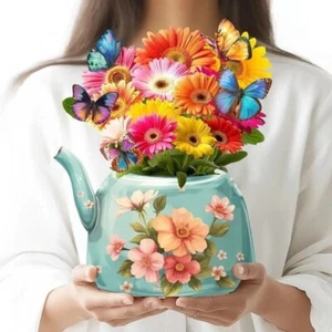 12” Inch 3D Pop-Up Flower Card with Laser Butterflies & Envelope - Picture 1 of 4