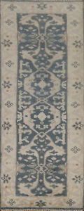 Traditional Handmade Oushak Oriental Runner Rug 2' 6" x 7' 10" Hallway Wool Rug