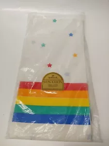 Vtg Hallmark Rainbow & Stars Table Cover All Over Design 54"x 102" made in USA - Picture 1 of 4