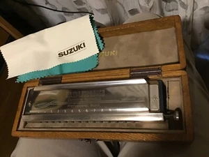 M Suzuki Slider SC 56 Chromatic Harmonica Professional model with Wooden Case - Picture 1 of 11