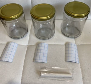 Set 3 Barattoli 300ml Retro Vetro Conservazione Dolci Barattolo Tè Caffè Festa Gesso - Foto 1 di 9