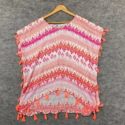 Rockmans Top Womens L/XL Multicoloured Kaftan Tunic Boho Short Sleeve 25921 - Image 1 of 4