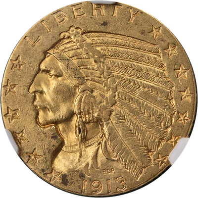 1913-P Indian Gold $5 NGC MS61 Decent Eye Appeal Nice Strike - Image 1 of 4