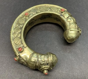 Antique ANCIENT near eastern Afghani triable brass bracelet - Picture 1 of 15