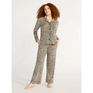 Joyspun Womens Velour Notch Collar Top and Pants Pajama Set 2 Piece White Size L - Picture 1 of 7