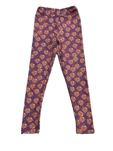 LuLaRoe Kids Leggings S/M Purple Orange Mandala Print Soft Stretch Pants - Picture 1 of 2