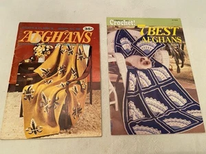 1969/1991 Lot of 2 CROCHETED & KNITTED AFGHAN Leaflets 18 Patterns Coats & Clark - Picture 1 of 14