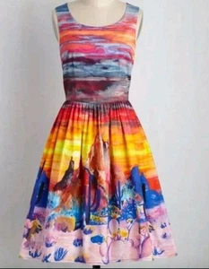 Sunset ModCloth Dress Size 22 Lined Back Zip Cotton - Picture 1 of 4
