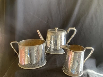Very Decorative Antique 19th Century Three Piece Silver Plated Tea Service - Image 1 of 4