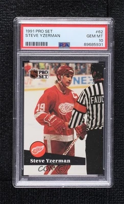 Juego profesional Steve Yzerman #62 1991-92 PSA 10 GEM MT HOF Foto 1 de 2