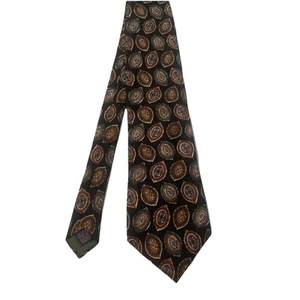 Chaps Ralph Lauren Mens Tie Black Geometric Silk Classic Designer One Size VTG - Picture 1 of 6