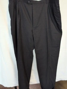 Versini 100% Wool Mens Black Slack Dress Pants Size 48 Hook Eye Zip Button - Picture 1 of 7