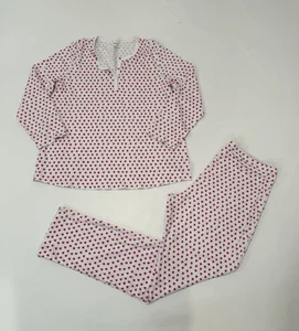 NWOT Roller Rabbit Pink Hearts Sz L Pima Cotton Pajama Set Womens  Long Sleeve - Picture 1 of 15