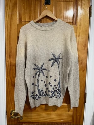 Scotch & Soda Cotton Blend Textured Palm Tree Embroidered Regular Fit Crewneck - Image 1 of 4