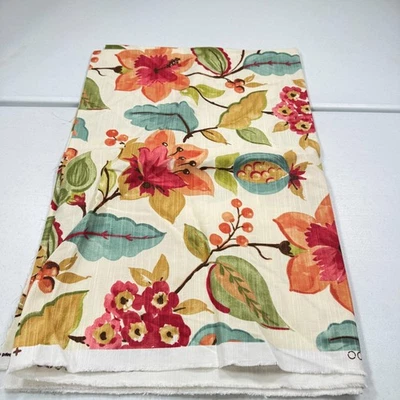 richloom upholstery fabric green red floral branch large blooms 74x55 2 yard - Image 1 of 4