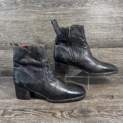 Botas Bed Stu Merryli para mujer 10 de cuero negro cremallera lateral al tobillo suela roja zapatero Foto 1 de 4