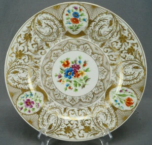 Boseck Hand Painted Floral Raised Gold Floral Scrollwork 10 3/4 Inch Plate B - Picture 1 of 10