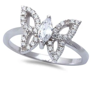 Sterling Silver 1.19 cttw Cubic Zirconia Butterfly Ring - Free Gift Packaging - Picture 1 of 11