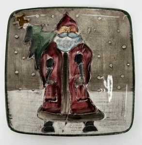 Vietri Square Rustic Old World Santa Salad Plate St Nick Italy Hand Painted Rare - Picture 1 of 5