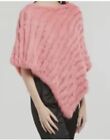 BCBGMAXAZRIA Poncho Sweater One Size Pink Rabbit Fur Wool Y2K Mob Wife Glam Prom