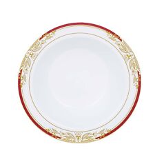 12 oz White Plastic Bowls with Gold and Red Trim Wedding Disposable Tableware