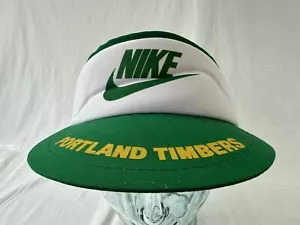 Rare VTG NIKE Spell Out Swoosh PORTLAND TIMBERS Visor Hat Cap 80s 90s - Picture 1 of 7