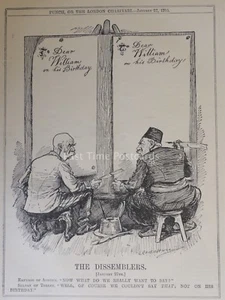 WW1 1915 DISSEMBLERS AUSTRIA EMPEROR & TURKEY SULTAN Punch Cartoon 20th January - Picture 1 of 2