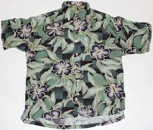 Vintage Tori Richard Hawaiian Floral Geometric Print Silk Shirt US Made Men's MD - Picture 1 of 7