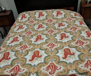 Pottery Barn Linden Paisley Multi Warm Colors FULL QUEEN Duvet Cover Cotton EUC! - Picture 1 of 11