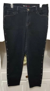 Size 10 Dark Denim Bedazzled ankle Jeans - Picture 1 of 4