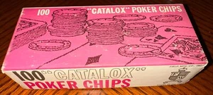 CATALOX MARMORIZZATO 100 FICHES POKER ROSSO BIANCO BLU COMPLETO SCATOLA ORIGINALE VINTAGE - Foto 1 di 5