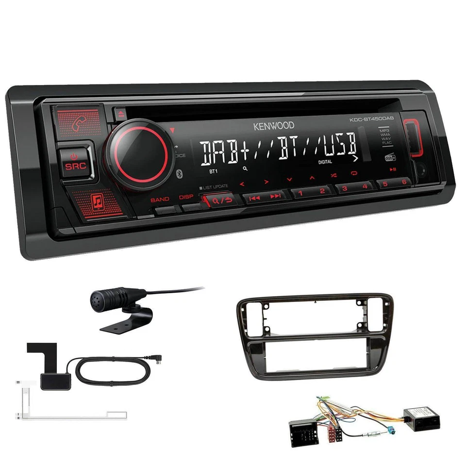 Kenwood Autoradio Spotify DAB Bluetooth Einbauset für Volkswagen VW Up 2011-2016