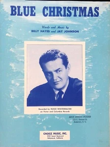 Blue Christmas Sheet Music Hugo Winterhalter Billy Hayes Jay Johnson 1948 - Picture 1 of 3