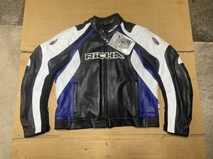 RICHA Mens Leather Motorbike Motorcycle Jacket UK 48" Chest RRP £249.99 (H99) - Picture 1 of 24