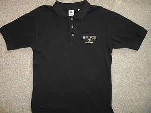 NWOT Embroidered HOLLYWOOD, CALIFORNIA Black Cotton Short Sleeve Golf Shirt - Picture 1 of 3