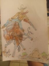 Rodeo Cowboy  Bucking Horse "Spooked" Western  Drawing 