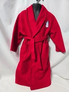 Boys 4/5 Red Plush Fleece Robe Snowman Accent AME American Marketing Enterprise - Picture 1 of 14
