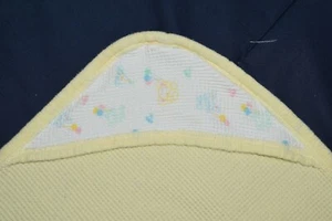 Vintage J.E. Morgan Waffle Weave Thermal Yellow Hooded Baby Blanket USA Made - Picture 1 of 8