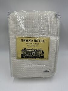 Grand Hotel Cotton Blanket King Size 108”x90” White NEW