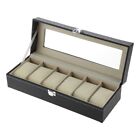 Multi-Functional 6 Slot Watch Box One Word Lock Leather Watch Display Holder