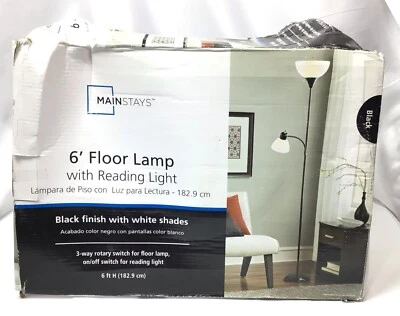 Lámpara de Pie Luz Moderna 72" con Lectura Ajustable Led Negra LEER Foto 1 de 3