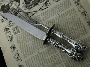 ❤️ CHAMPLAIN c.1915 FRANK WHITING STERLING ART NOUVEAU MEAT CARVING SET - Picture 1 of 7