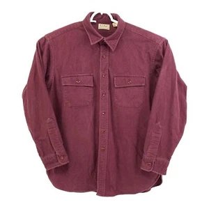 Vintage LL Bean Men's Chamois Flannel Slant Pocket Shirt Size 17.5 Maroon 6337 - Picture 1 of 4
