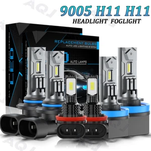 9005 H11 H11 LED Headlight+Fog Light Super Bright Bulbs Kit 6500K White High Low - Bild 1 von 22