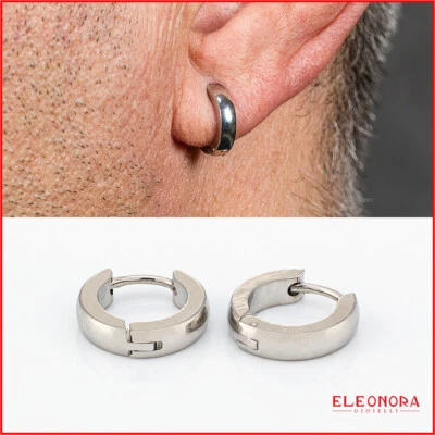 orecchini uomo donna acciaio inox colore argento orecchino da lobo senza nichel - Immagine 1 di 4