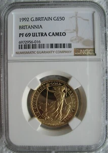 Great Britain 1992 1/2oz. Gold 50 Pounds NGC PF-69 Ultra Cameo BRITANNIA - Picture 1 of 3