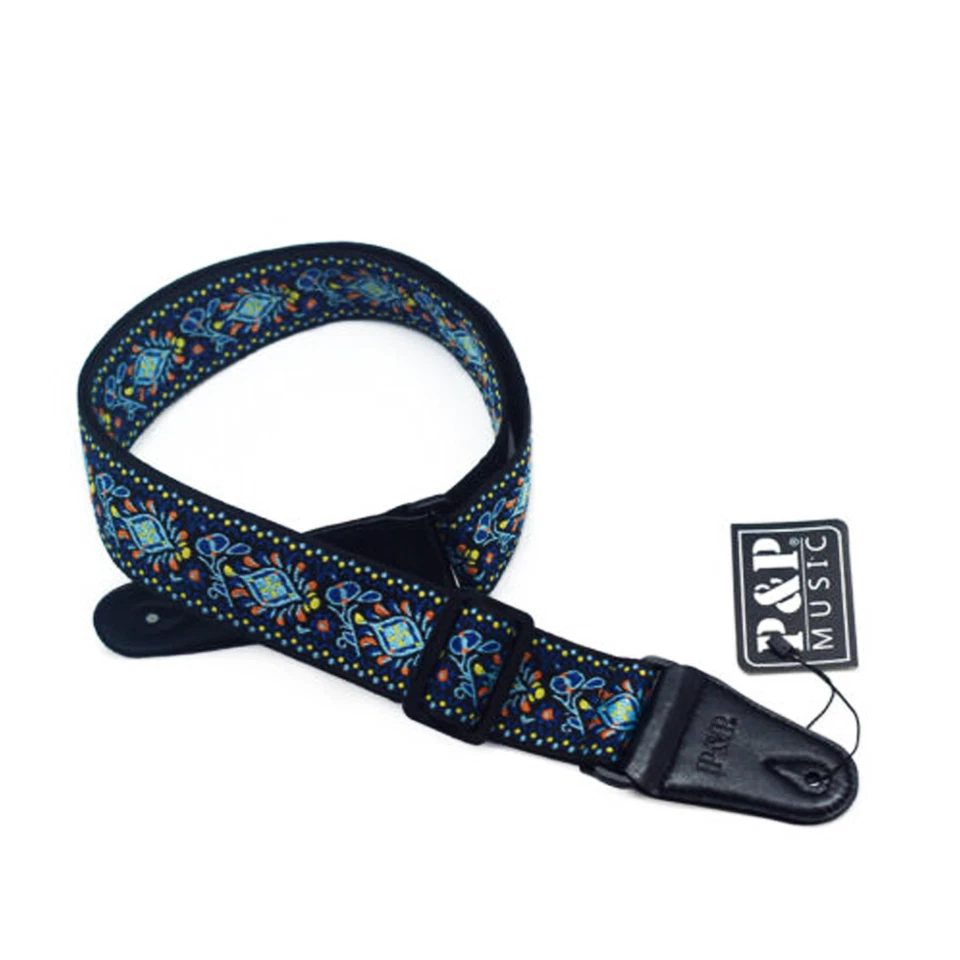 Alças de guitarra vintage bordadas para baixo guitarra acústica elétrica ajustável - Imagem 1 de 4