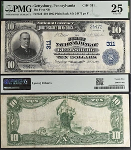 1902 $10 National Bank Gettysburg, Pennsylvania CH# 311 - PMG Very-Fine 25 - Picture 1 of 4