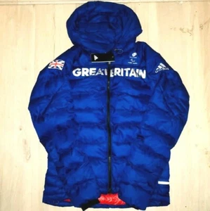 Adidas Team GB Artic Down Jacket Winter Olympic Blue Goose Hooded Puffer S/M/L - Picture 1 of 11